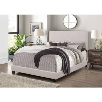7552-FULL KHAKI Linen Bed Frame - FULL