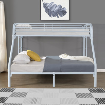 7537-WH WHITE Metal Bunk Bed - TWIN-FULL