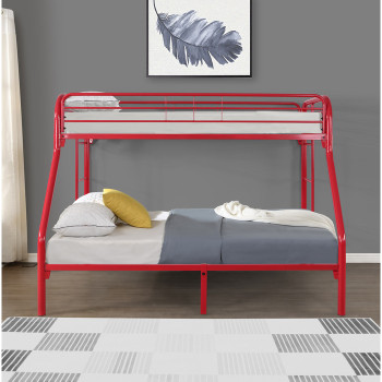 7537-RED RED Metal Bunk Bed - TWIN-FULL