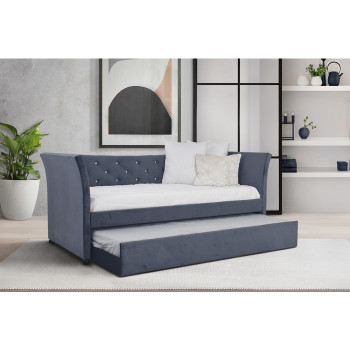 7525 DARK GRAY Fabric Day Bed w/ Trundle - TWIN-TWIN
