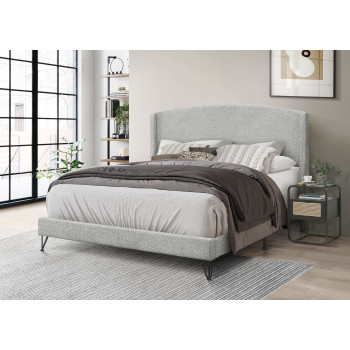 7521-CKING LIGHT GRAY Fabric Platform Bed - CALIFORNIA KING
