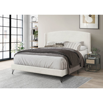 7520-CKING BEIGE Fabric Platform Bed - CALIFORNIA KING