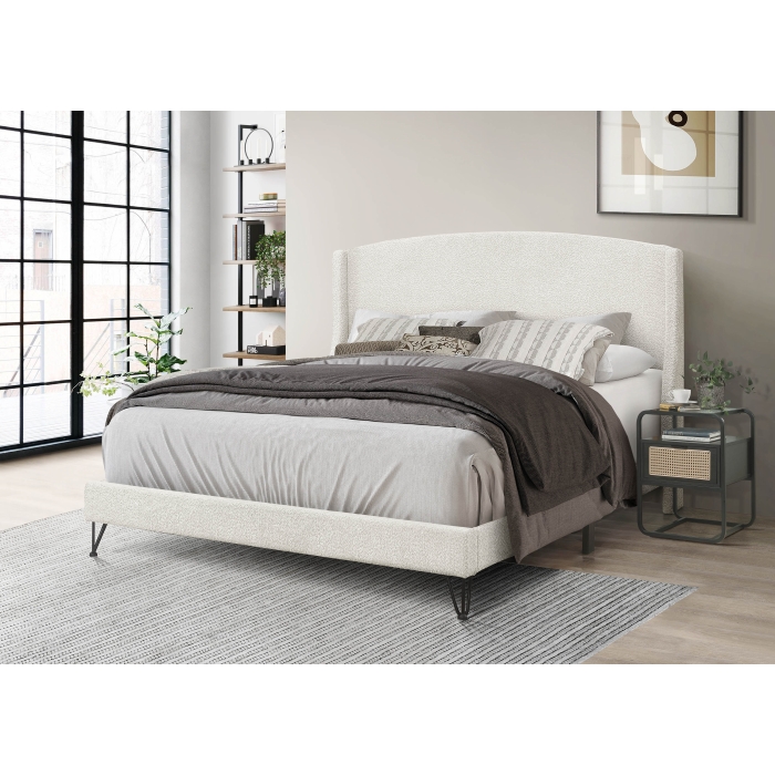 7520-FULL BEIGE Fabric Platform Bed - FULL