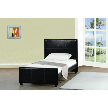 7517-TWIN BLACK PU Platform Bed - TWIN