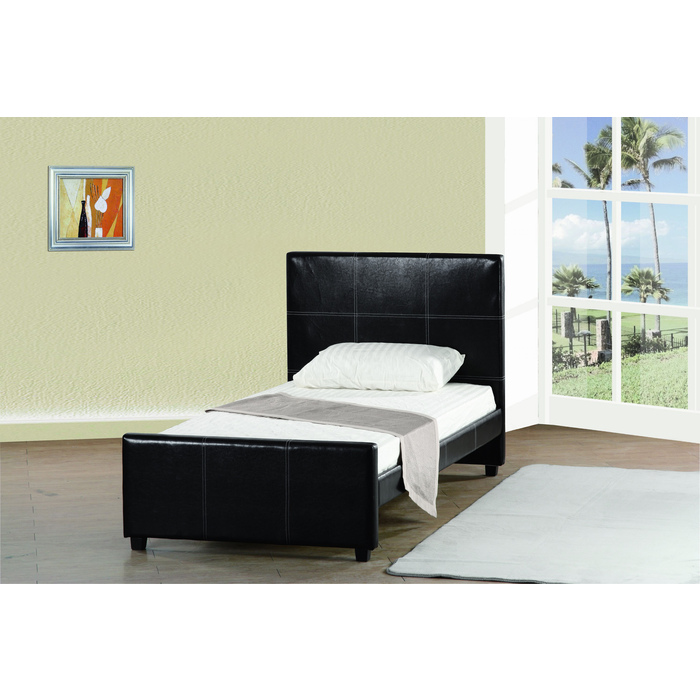 7517-TWIN BLACK PU Platform Bed - TWIN