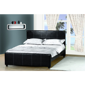 7517-FULL BLACK PU Platform Bed - FULL