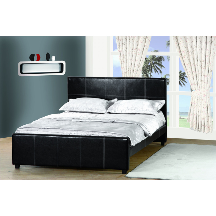 7517-QUEEN BLACK PU Platform Bed - QUEEN
