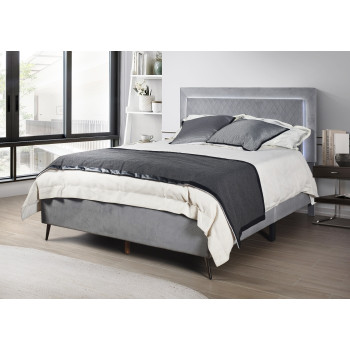 7516-FULL DARK GRAY Fabric Lattice Platform Bed - FULL