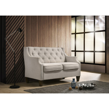 9103-LOVE BEIGE Tufted Back Contour Arm Loveseat