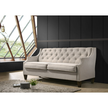 9103-SOFA BEIGE Tufted Back Contour Arm Sofa