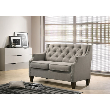 9102-LOVE GRAY Tufted Back Contour Arm Loveseat