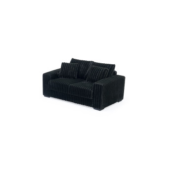 8247-LOVE BLACK Fabric Stationary Loveseat w/ 2 Pillows
