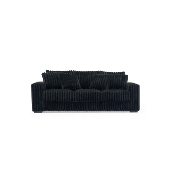 8247-SOFA BLACK Fabric Stationary Sofa w/ 4 Pillows