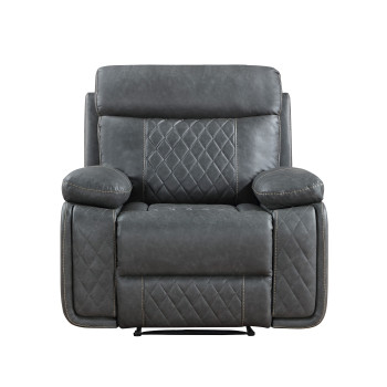 8195-RECL DARK GRAY Breathable Air Leather Power USB Recliner Chair