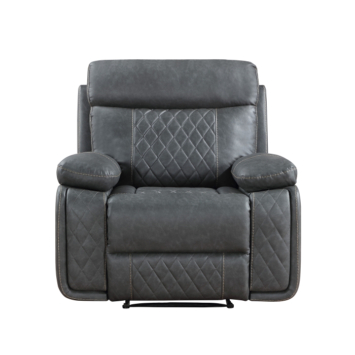 8193-RECL DARK GRAY Breathable Air Leather Manual Reclining Chair