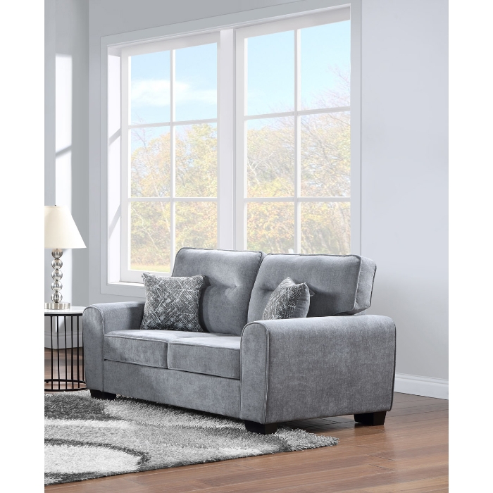 8186-LOVE LIGHT GRAY Fabric Cushioned Arm Loveseat