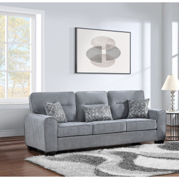 8186-SOFA LIGHT GRAY Fabric Cushioned Arm Sofa