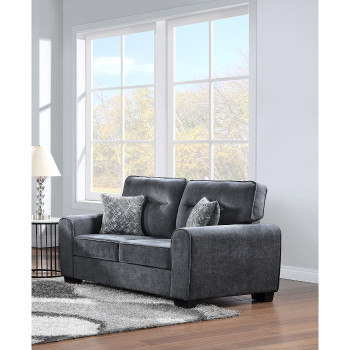 8185-LOVE CHARCOAL Fabric Cushioned Arm Loveseat