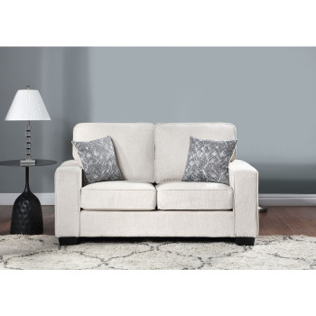 8182-LOVE BEIGE Fabric Comfort Cushioned Square Arm Loveseat