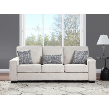 8182-SOFA BEIGE Fabric Comfort Cushioned Square Sofa