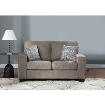 8181-LOVE BROWN Fabric Comfort Cushioned Square Arm Loveseat