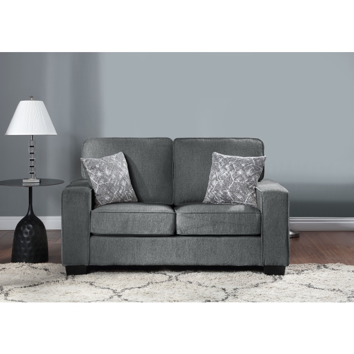 8180-LOVE DARK GRAY Fabric Comfort Cushioned Square Arm Loveseat