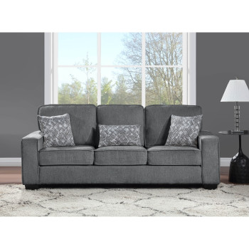 8180-SOFA DARK GRAY Fabric Comfort Cushioned Square Arm Sofa