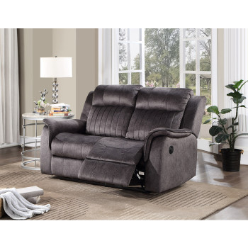 8098-LOVE DARK GRAY Fabric Power Recliners Loveseat