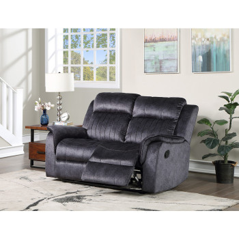 8092-LOVE BLUE GRAY Fabric Manual Recliners Loveseat
