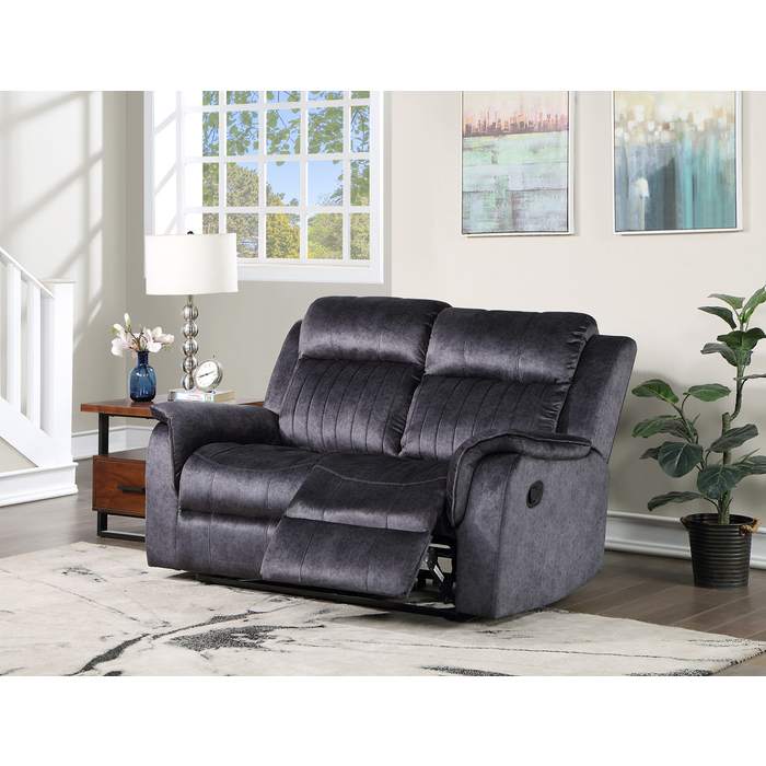 8092-LOVE BLUE GRAY Fabric Manual Recliners Loveseat