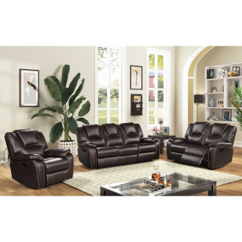 8085-3PC 3PC DARK BROWN Breathable Air Leather Manual Recliners Sofa Set