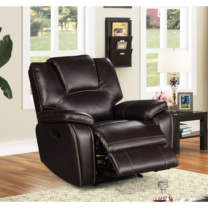 8085-RECL DARK BROWN Breathable Air Leather Manual Recliner