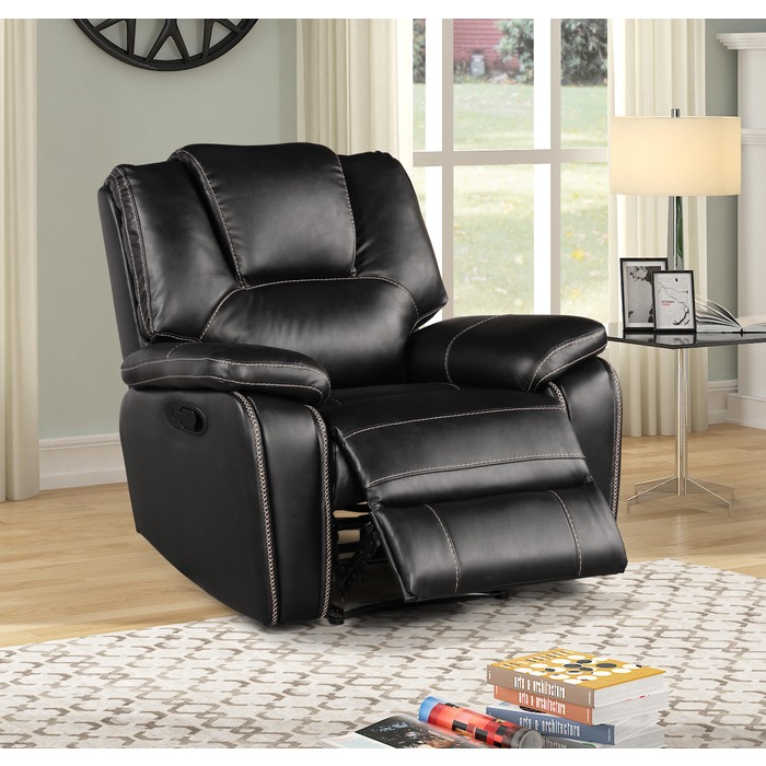 8084-RECL BLACK Breathable Air Leather Manual Recliner