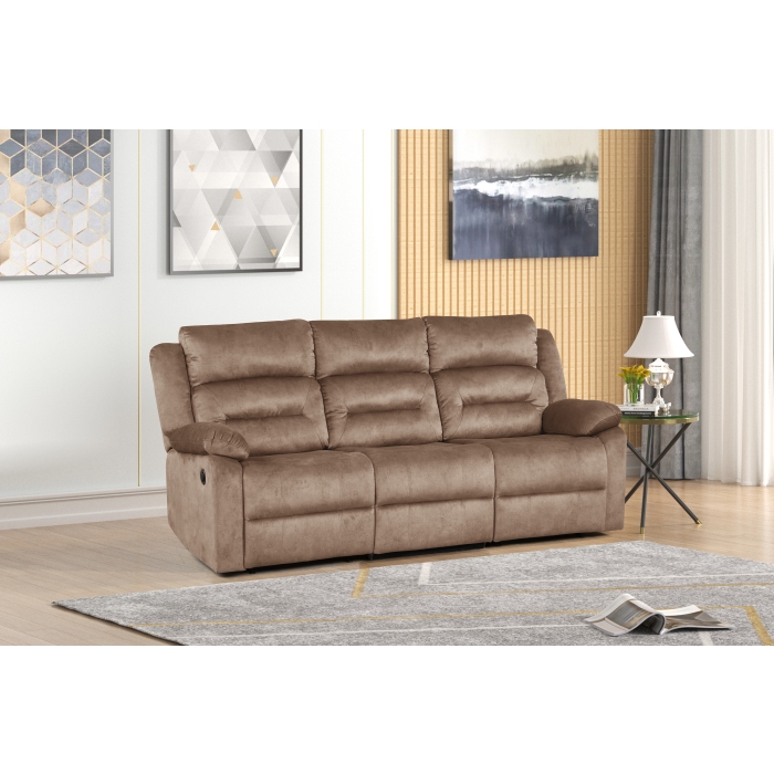 8082-SOFA TAN Fabric Power Reclining Sofa
