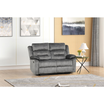 8081-LOVE GRAY Fabric Power Reclining Love Seat