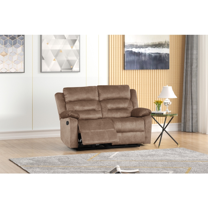 8079-LOVE TAN Fabric Manual Reclining Love Seat