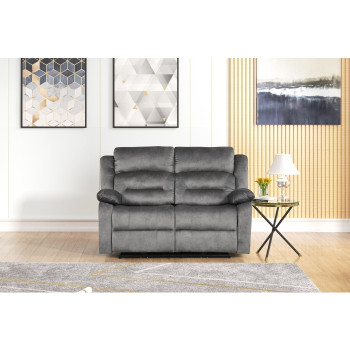 8078-LOVE GRAY Fabric Manual Reclining Love Seat