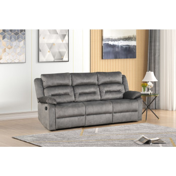 8078-SOFA GRAY Fabric Manual Reclining Sofa