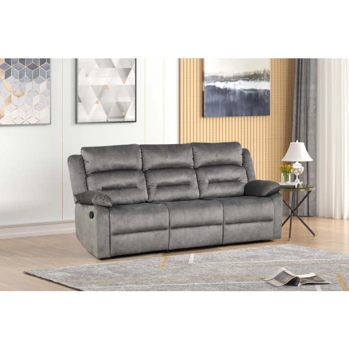 8078-SOFA GRAY Fabric Manual Reclining Sofa