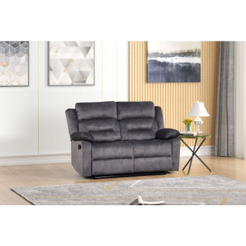 8077-LOVE BLUE GRAY Fabric Manual Reclining Love Seat