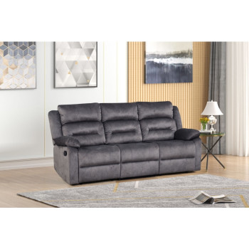 8077-SOFA BLUE GRAY Fabric Manual Reclining Sofa