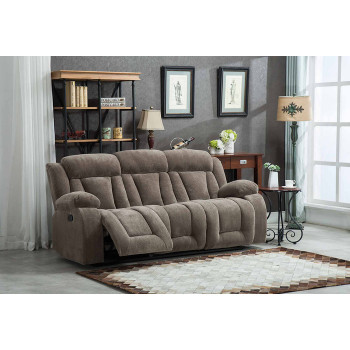 8048-SOFA TAN Fabric Manual Recliners Sofa