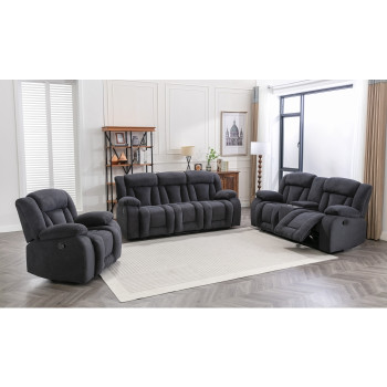 8049-3PC 3PC DARK GRAY Fabric Manual Reclining Sofa Set