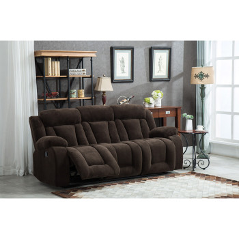 8047-SOFA DARK BROWN Fabric Manual Recliners Sofa