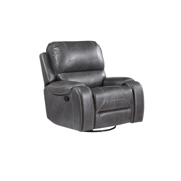 8025-RECL GRAY Manual Recliner + Rocking + Swivel Chair