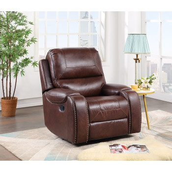 8026-RECL BROWN Manual Recliner + Rocking + Swivel Chair