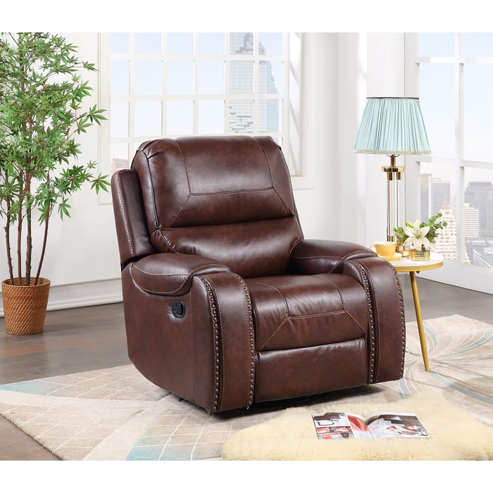 8026-RECL BROWN Manual Recliner + Rocking + Swivel Chair