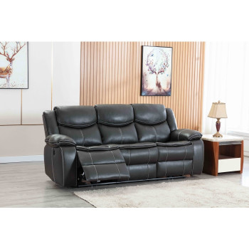8006-SOFA GRAY Breathable Leatherette Power Recliner w/ USB Sofa