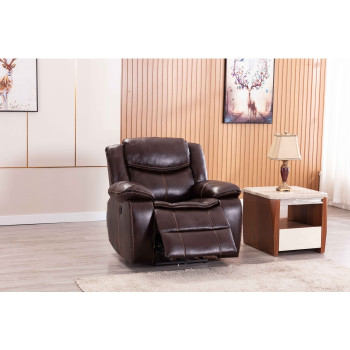 8005-RECL BROWN Breathable Leatherette Power Recliner w/ USB Chair