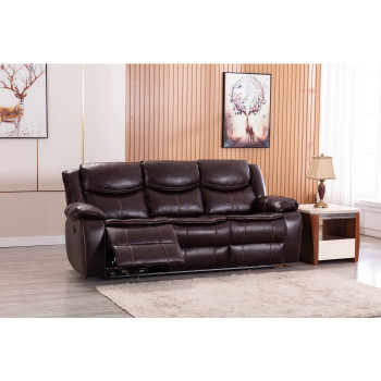8005-SOFA BROWN Breathable Leatherette Power Recliner w/ USB Sofa